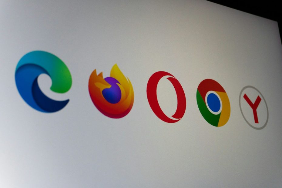 Logos of popular web browsers displayed on a screen.